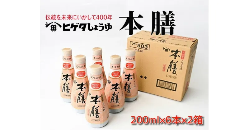 【ふるさと納税】 ヒゲタ醤油 本膳200ml密封ボトル　12本（6本×2箱）セット※沖縄・離島への配送不可※着日指定不可