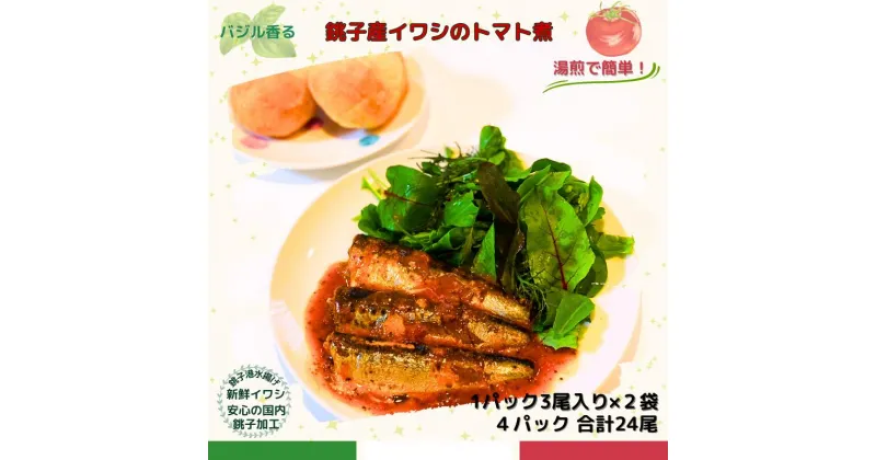 【ふるさと納税】 いわし 銚子港水揚げ 食べてみて！ バジル 香る 銚子産 イワシ の トマト煮 新鮮 銚子 いわし イワシ 鰯 青魚トマト煮 パスタ トマト トマトソース バジル 湯煎 簡単 調理 アウトドア 人気 グルメ お取り寄せ 贈り物 冷凍 小分け千葉県 銚子市 シバショウ