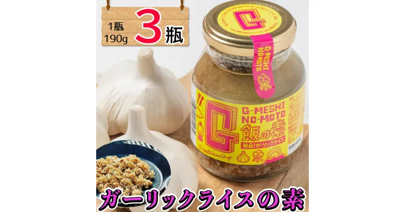 【ふるさと納税】 ガーリックライスの素 3瓶 万能ダレ G飯の素 ガーリック にんにく 野菜 調味料 スパイス タレ 肉 牛肉 豚肉 鶏肉 魚 ご飯 ごはん キャンプ BBQ アウトドア 常温 長期保存 送料無料 青森県 千葉県 銚子市 アウトドアオペラ