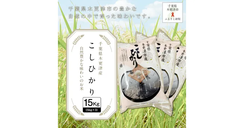 【ふるさと納税】【令和6年産新米】千葉県木更津産こしひかり15kg（5kg×3） ふるさと納税 米 15kg コシヒカリ 千葉県 木更津市 送料無料 KW002