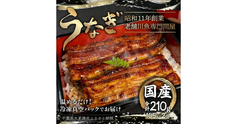 【ふるさと納税】国産うなぎの蒲焼〈冷凍・真空〉約105g×2パック（2尾分）合計約210g ふるさと納税 うなぎ 国産 鰻 2尾 千葉県 木更津 送料無料 KAQ001