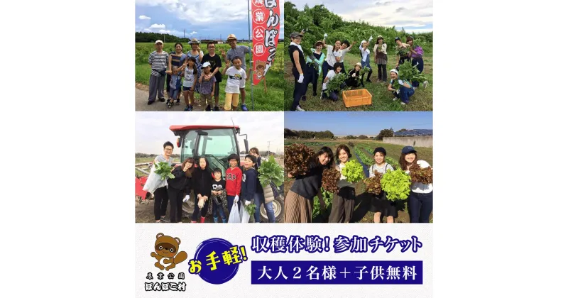 【ふるさと納税】＜農業公園ぽんぽこ村＞お手軽収穫体験！参加チケット（大人2名様＋子供無料） ふるさと納税 野菜 野菜セット 収穫体験 千葉県 木更津 送料無料 KAT004