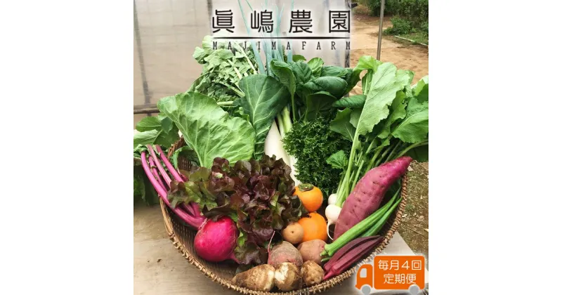 【ふるさと納税】毎月 定期便 4回 季節 おまかせ 野菜 6品～8品 セット 詰め合わせ 眞嶋農園 沖縄及び離島へのお届けはできません