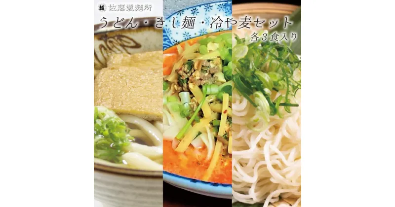 【ふるさと納税】 麺創り一筋の佐藤製麺所が作る　うどん・きしめん・冷や麦 (各3食入り)　自家製麺