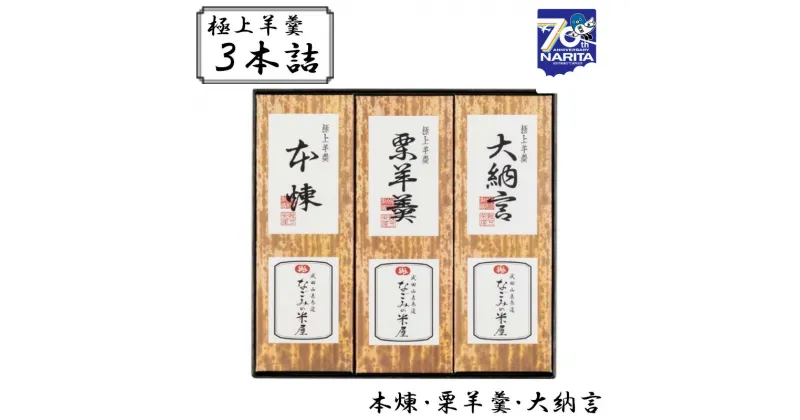 【ふるさと納税】極上 羊羹 3本詰 本煉 栗 大納言 セット 詰め合わせ 和菓子 お菓子 菓子 スイーツ デザート おやつ ようかん 栗羊羹 保存食 非常食 災害 千葉 千葉県 成田市