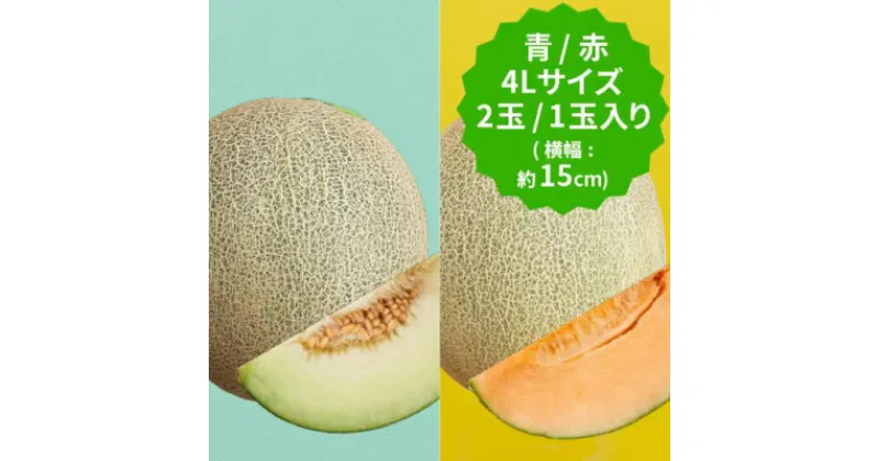 【ふるさと納税】【2025年先行予約】飯岡メロン　青肉2玉&赤肉1玉の食べ比べ!4Lサイズ(約1.6kg)　【配送不可地域：沖縄県】【1136461】