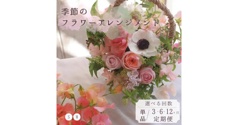 【ふるさと納税】選べる定期便 季節のフラワーアレンジメント 単品 3ヵ月 6カ月 12カ月 生花 Sサイズ Mサイズ そのまま飾れる 記念日 誕生日 ギフト お祝い 自宅用 プレゼント おまかせアレンジ 送料無料 花器付き 冷蔵 全国発送