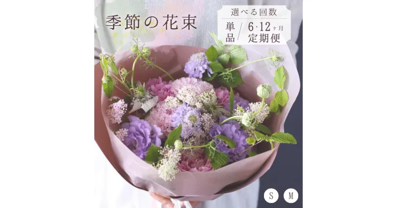 【ふるさと納税】選べる定期便 季節の花束 単品 6カ月 12カ月 生花 Sサイズ Mサイズ そのまま飾れる 記念日 誕生日 ギフト お祝い 自宅用 プレゼント おまかせアレンジ 送料無料 花器なし 冷蔵 全国発送