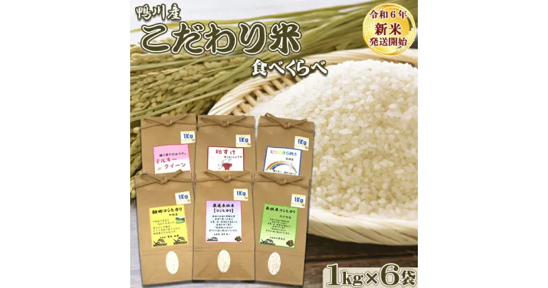 【ふるさと納税】《令和6年新米》【くわっせ～鴨川】鴨川産 『こだわり米』食べくらべセット《精米》 1kg×6袋　[0015-0048]