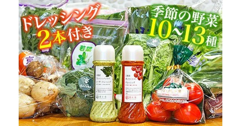 【ふるさと納税】 ドレッシング 2本 付き 季節の野菜 BOX バジル シーザー ドレッシング トマト ドレッシング 195g 各1本 | トマト を 含む 季節の野菜 約10 ～ 13種 愛彩畑 あいさいばたけ 君津 きみつ 千葉