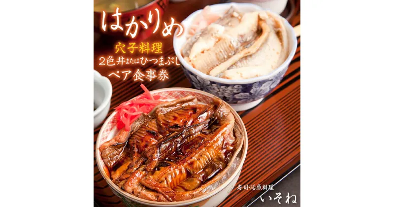 【ふるさと納税】食事 券 チケット 2名 ペア 穴子 はかりめ 「2色丼」又は「ひつまぶし」 名物 あなご アナゴ ご当地グルメ 煮穴子 寿司 活魚料理 いそね