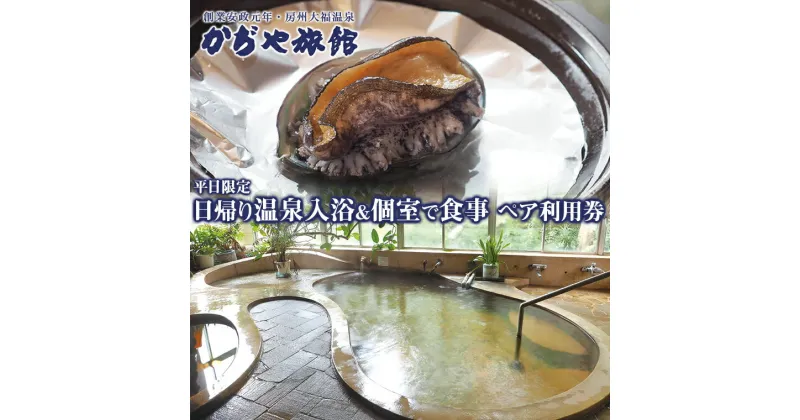 【ふるさと納税】日帰り 温泉 入浴 食事 2名 ペア チケット 利用券 平日限定 かぢや旅館 個室 老舗 旅館 宿 デイユース