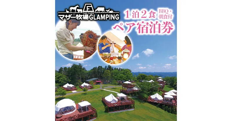 【ふるさと納税】宿泊券 ペア おすすめ マザー牧場 グランピング THE FARM 1泊2食 BBQ 朝食付 宿泊施設が選べます 宿泊者限定 アクティビティあり アウトドア 旅行 レジャー 行楽 バーベキュー テント コテージ 動物 バター作り 体験 乳しぼり 送料無料 千葉県 富津市