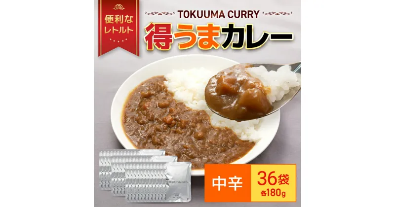 【ふるさと納税】 得うまカレー（レトルト）180g×36パック TMS001 / カレー カレーライス レトルト レトルトカレー セット カレーレトルト レトルトパック レトルトパウチ 惣菜 おかず 詰め合わせ 一人暮らし 子供 防災 防災食 非常食 常温 保存 保存食 パウチ 備蓄 備蓄食