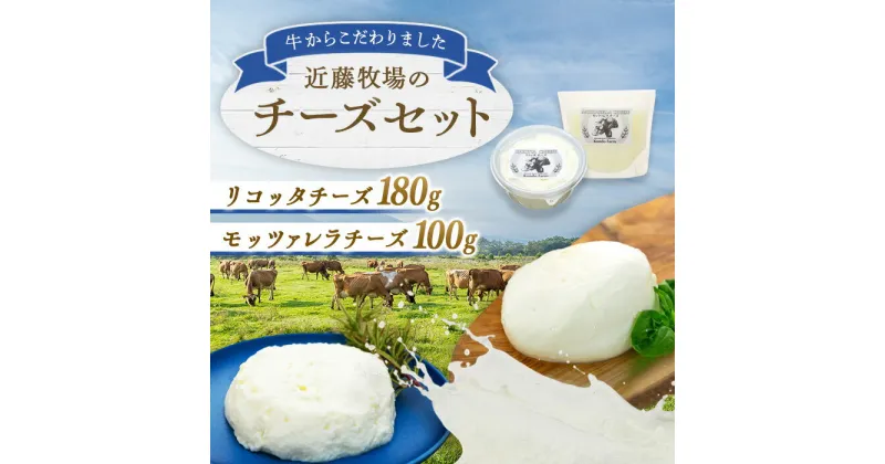 【ふるさと納税】近藤牧場の チーズ セット モッツアレラ 100g リコッタ 180g 千葉県 南房総市 乳製品 加工品 手作り フレッシュ 新鮮 牛乳 低温殺菌 ミルキー クリーミー おつまみ デザート トッピング 送料無料