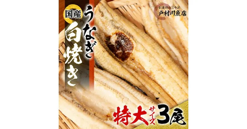 【ふるさと納税】戸村川魚店の国産うなぎ 白焼き特大サイズ 3尾 セット_ ウナギ 鰻 肉厚 蒲焼 蒲焼き かば焼き たれ 山椒 【配送不可地域：離島・沖縄県】【1040828】