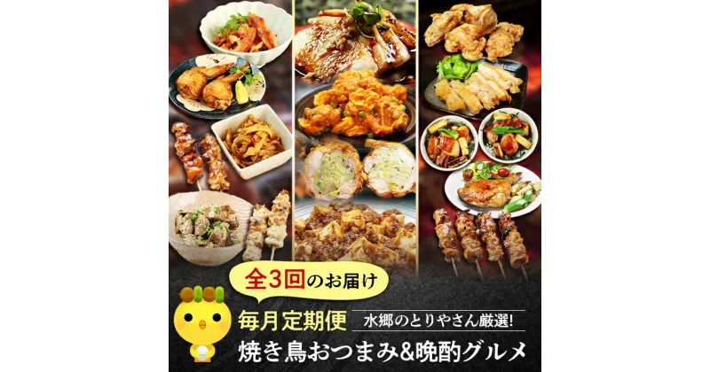 【ふるさと納税】【毎月定期便】水郷のとりやさん厳選!焼き鳥おつまみ&晩酌グルメ全3回【配送不可地域：離島・沖縄県】【4000000】