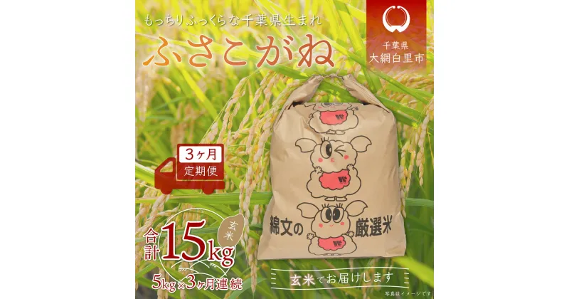 【ふるさと納税】＜3ヶ月定期便＞千葉県産「ふさこがね」玄米5kg×3ヶ月連続 計15kg ふるさと納税 玄米 定期便 5kg ふさこがね 千葉県 大網白里市 送料無料 A016