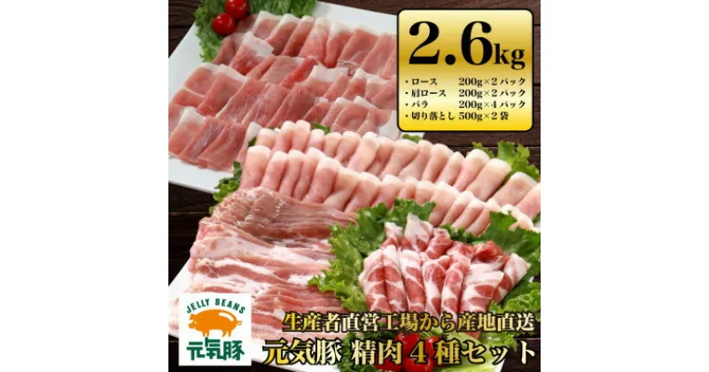 【ふるさと納税】千葉県産豚肉　元気豚 精肉4種セット【大盛り】　2.6kg【配送不可地域：離島・沖縄県】【1301354】