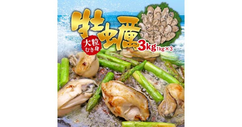 【ふるさと納税】大粒むき身牡蠣 3kg（約20〜30粒×3袋） 個別冷凍 冷凍かき 冷凍 加熱用 大粒 魚介 魚貝類 海産物 お取り寄せ グルメ 鍋 ふるさと 納税 千葉県 長生村