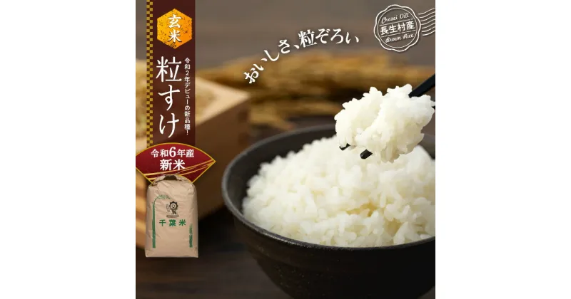 【ふるさと納税】【令和6年産新米】粒すけ（玄米30kg〜60kg）令和6年産 玄米 石抜き 色彩選別機処理済 千葉県独自品種 長生村 新米 千葉県