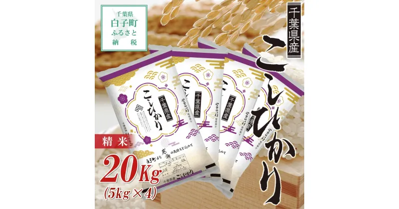 【ふるさと納税】8/26より発送【令和6年産新米】 千葉県産コシヒカリ＜精米＞20kg(5kg×4袋) ふるさと納税 お米 20kg 千葉県産 白子町 コシヒカリ 米 精米 こめ 年越し おせち お餅 送料無料 SHB004