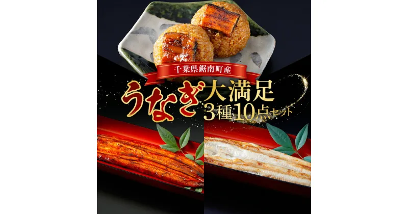 【ふるさと納税】千葉県鋸南町産 無投薬 うなぎ大満足3種10点セット (鰻の蒲焼3本・鰻の白焼2本・うなむすび5個) 個包装 国産 養殖 鰻 うなぎ ウナギ 蒲焼き かば焼き 冷凍 千葉県 鋸南町 F22X-184