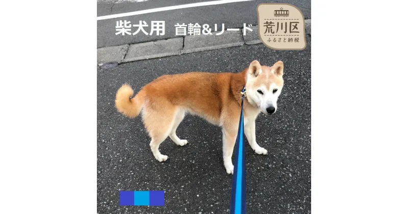 【ふるさと納税】柴犬用カラー（首輪）＆リード(カラー：紺・水色・紺)【001-009】