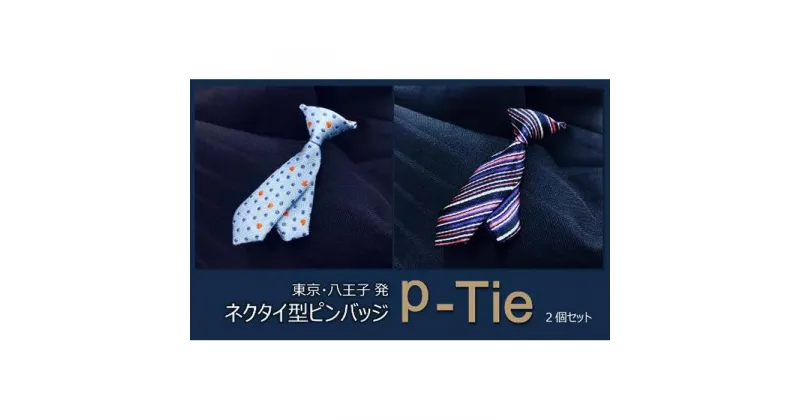 【ふるさと納税】シルク100%のミニネクタイ「p-Tie」2柄セット（ブルー系）