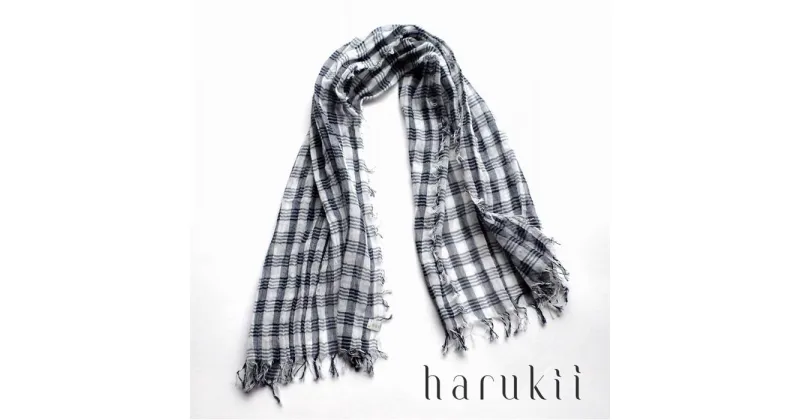 【ふるさと納税】【harukii】細太チェック長綿ガーゼミニストール (ネイビー) | クラフト 民芸 雑貨 ファッション 人気 おすすめ 送料無料