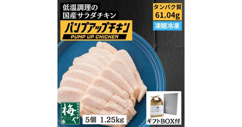 【ふるさと納税】パンプアップチキン5個セット　計1.25kg | サラダチキン むね肉 鶏肉 とり肉 鶏 肉 お肉 国産若鳥 急速冷凍 トレーニング ギフト プレゼント 贈り物 おすすめ 人気