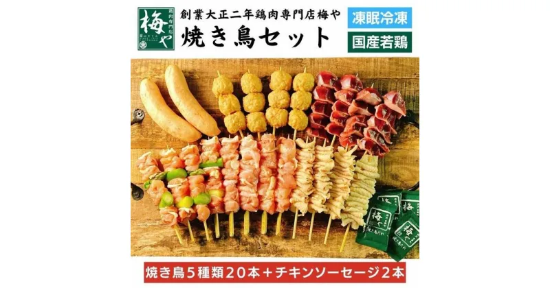 【ふるさと納税】鶏肉専門店の焼き鳥セット（焼き鳥20本・チキンソーセージ2本・焼き鳥たれ(10ml)4パック付） | 肉 お肉 にく 食品　人気 おすすめ 送料無料